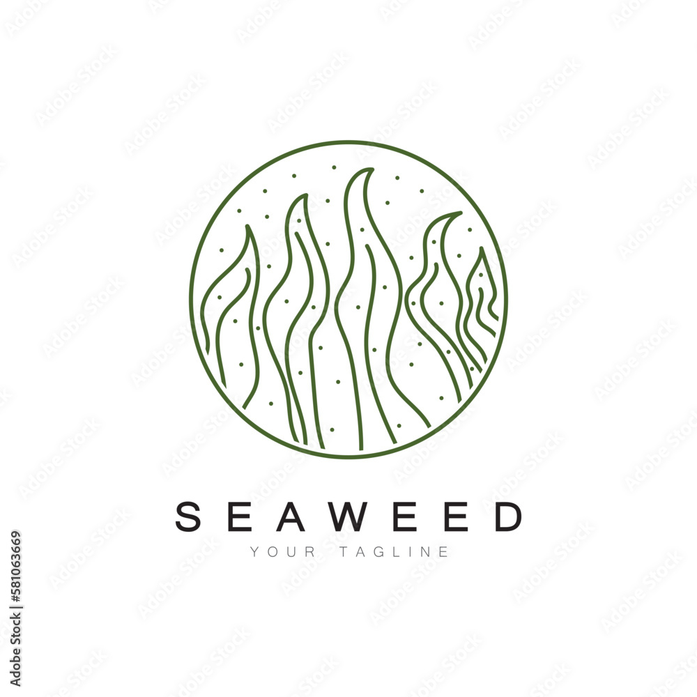 Seaweed vector logo icon illustration design.includes seafood,natural products,florist,ecology,wellness,spa. Seaweed vector logo icon illustration design.includes seafood,natural products,florist,ecology,wellness,spa.
