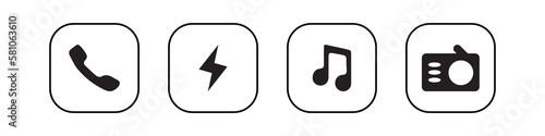 Set of multimedia icons on white background