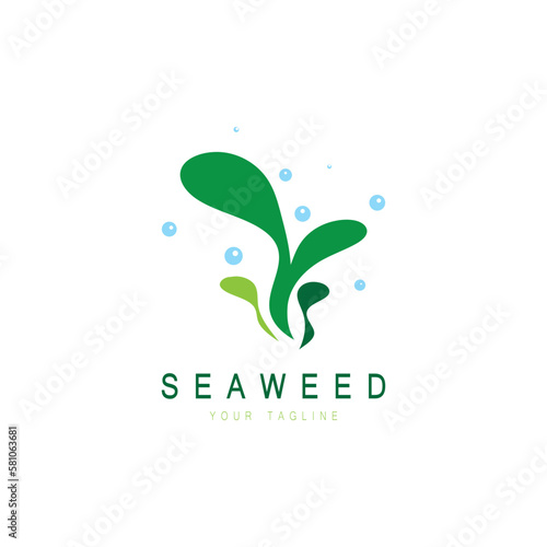 Seaweed vector logo icon illustration design.includes seafood,natural products,florist,ecology,wellness,spa.