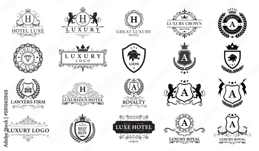Great Luxury Set, Royal and Elegant Logo Vector Design	