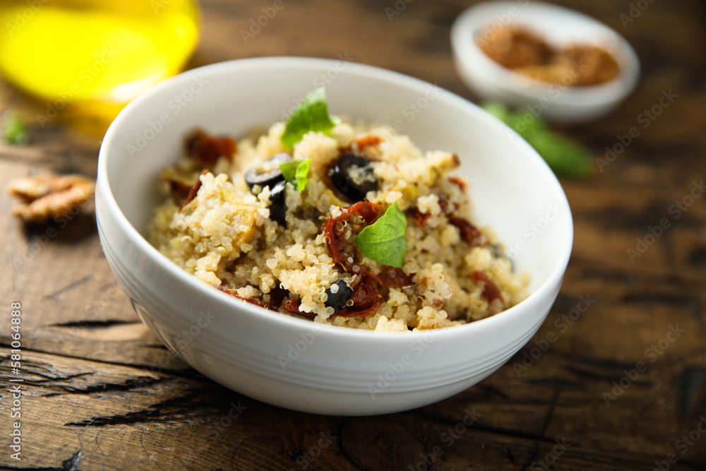 Couscous with sun dried tomatoes and olives