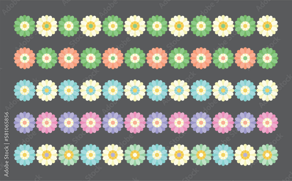 Daisy flower pattern deco border illustration set in colorful style. Daisy flower pattern deco border illustration set in colorful style.