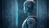Artificial intelligence, Digital 3d render of a technology robot, Generative AI