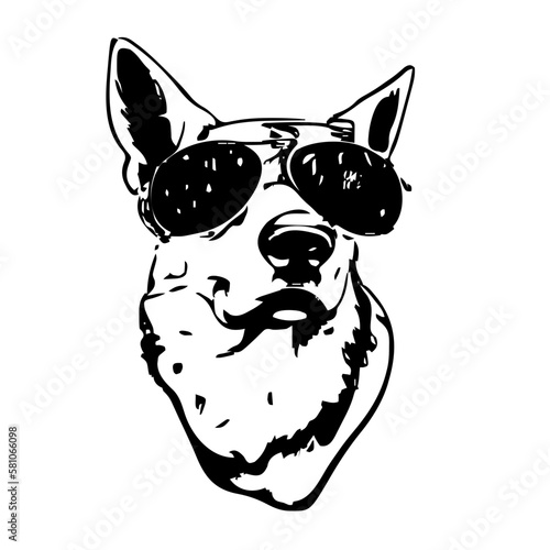 Illustration of a happy dog with sunglasses