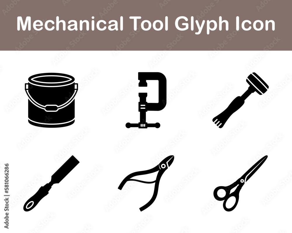 Fototapeta premium Mechanical Tool Vector Icon Set