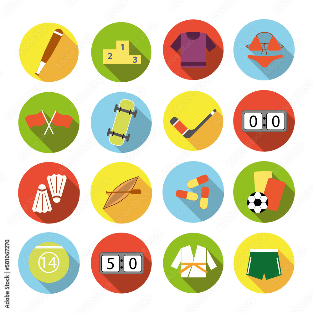 Set of flat sports icons Set of flat sports icons
