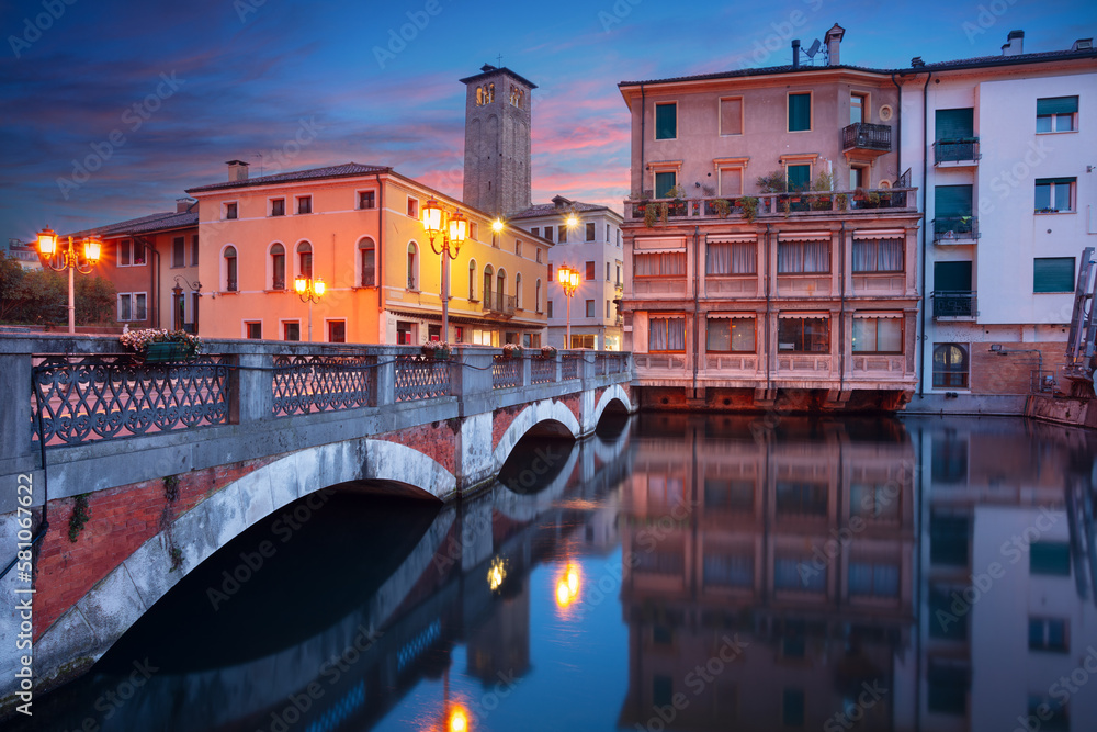Treviso, Italy. Cityscape image of historical center of Treviso, Italy at sunrise.