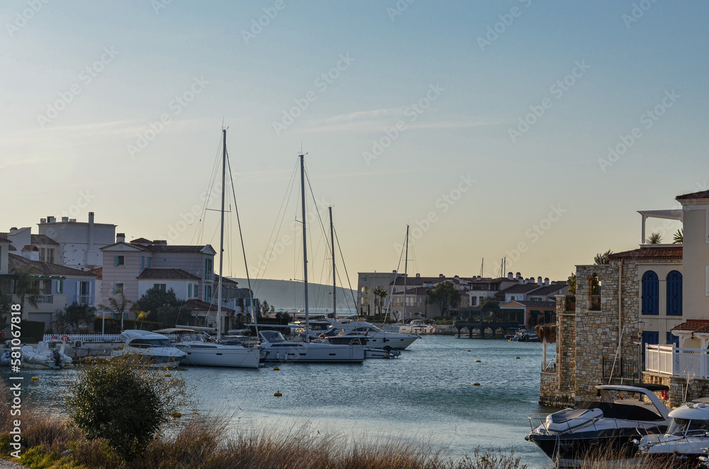 residential houses and yachts in Port Alacati Marina (Cesme, Izmir province, Turkey)