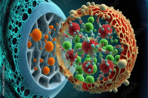 healthy uninjured cells and tissues in process of gene therapy, created with generative ai photo