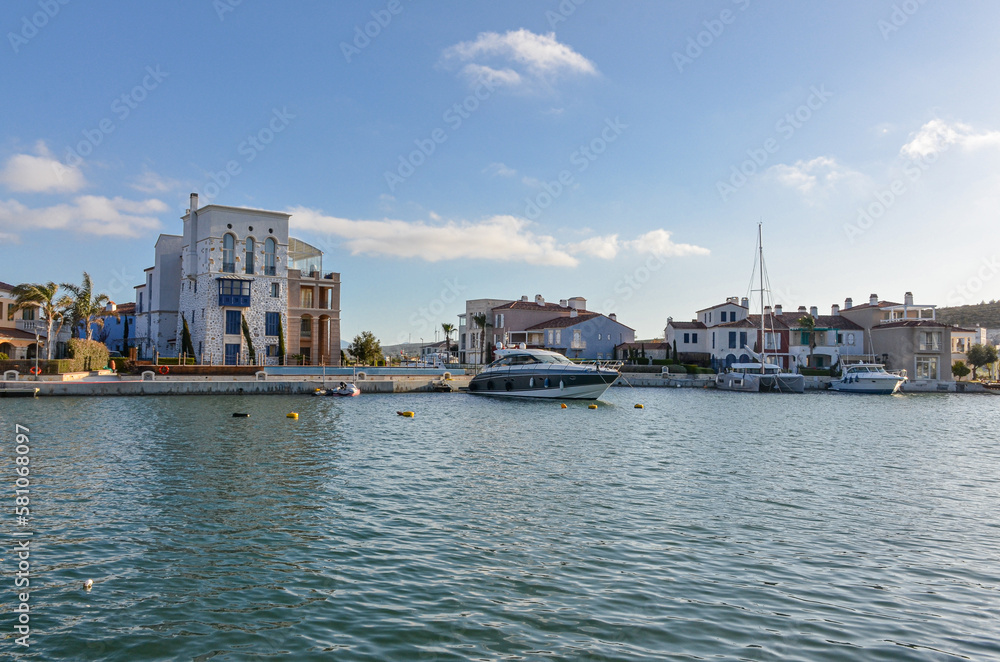 residential houses and yachts in Port Alacati Marina (Cesme, Izmir province, Turkey)
