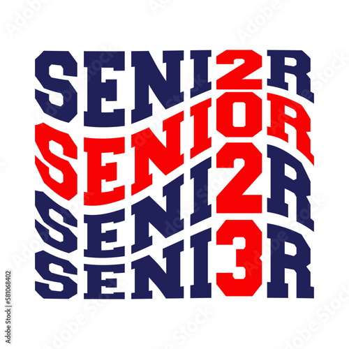Senior 2023 t-shirt design. Isolated vector illustration for graduation.