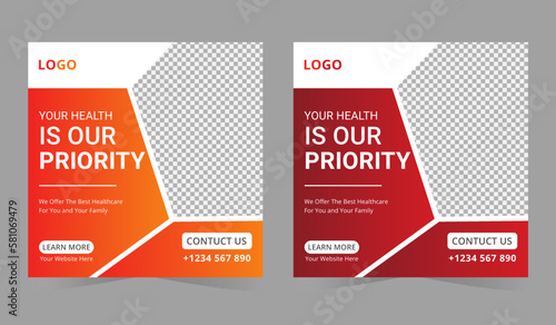 Medical healthcare service social media post template design. Hospital, doctor, Set of medical healthcare service suitable for social media post design for hospital clinic doctor and dentist marketing