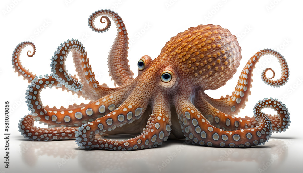 sea octopus, fishmonger, isolated, white background, generative ai sea octopus, fishmonger, isolated, white background, generative ai