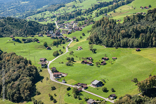 Luftaufnahme der Landschaft bei Stalden, Kanton Obwalden, Schweiz photo