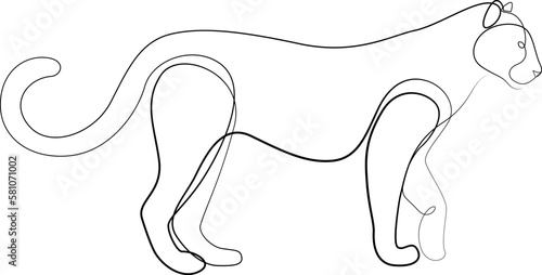 Panther continuous line drawing. Wildlife vector illustration.