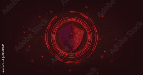 Internet attack design concept. The shield symbol was destroyed. a notification about the threat of an Internet attack, a cybercrime concept.