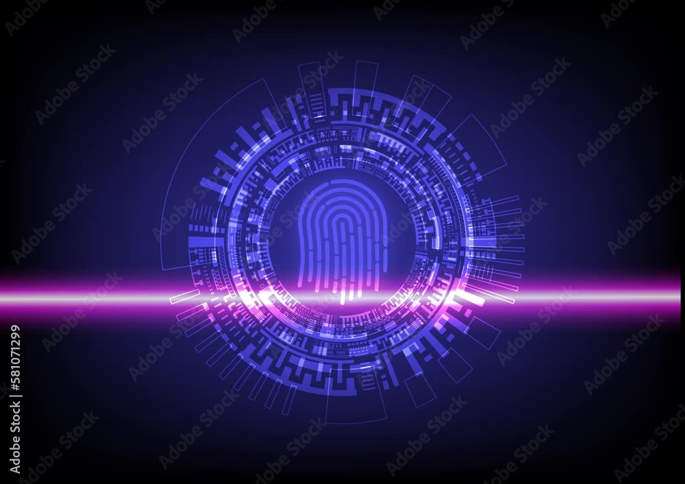 abstract background Security fingerprint scanning technology Verify ...