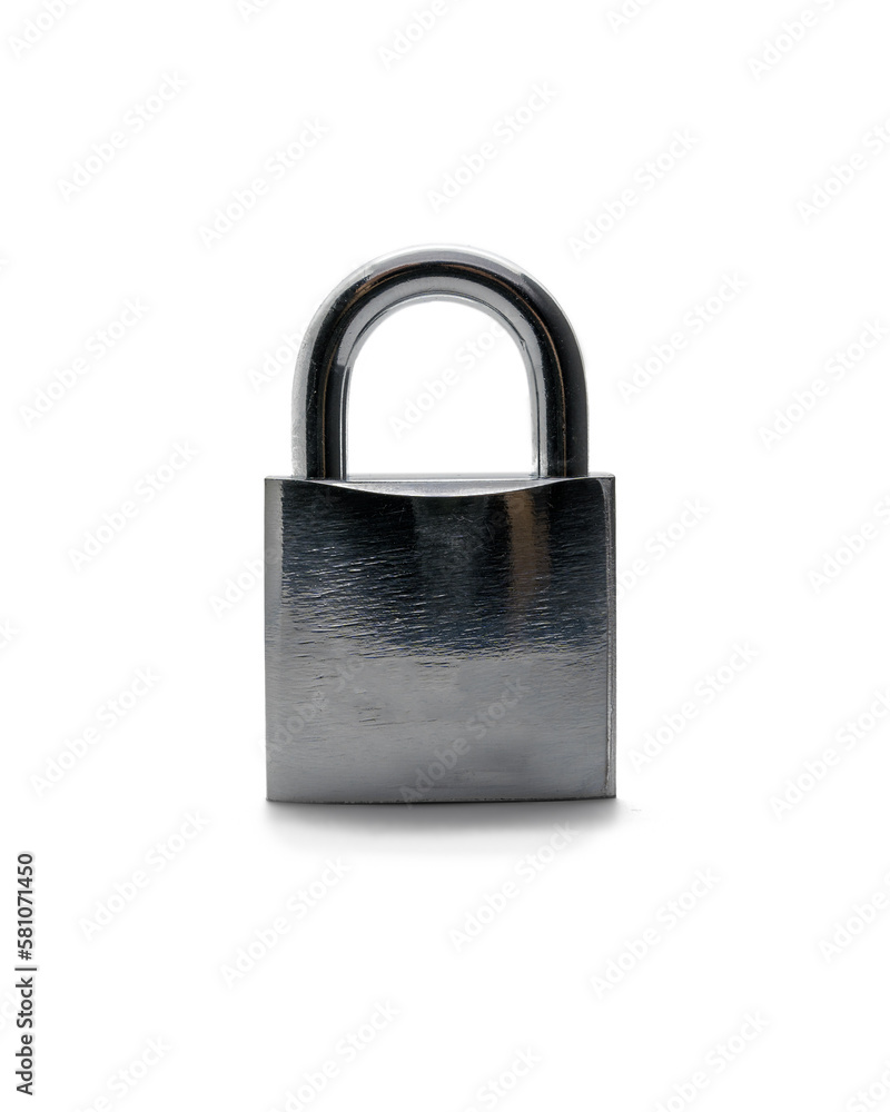 Locked steel padlock isolated on white background Locked steel padlock isolated on white background
