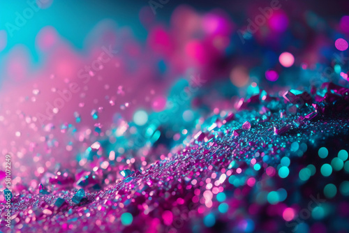 abstract bo background with a captivating blend of shimmering blue and pink glitter, generative ai