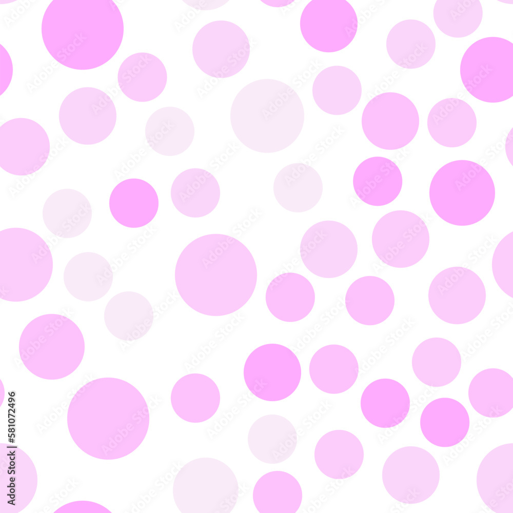Vibrant seamless repeating pattern of pastel pink bubbles for printing on clothes, bags, cups, wallpapers, postcards, wrappers and other surfaces
