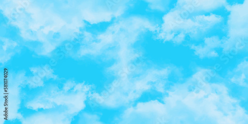 Abstract nature background of romantic summer blue sky with fluffy clouds.Beautiful puffy clouds in bright blue sky in day sunlight .Bright and shinny natural cloudy sky, bright blue cloudy blue sky.