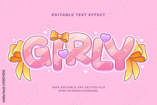 decorative editable girly text effect vector design