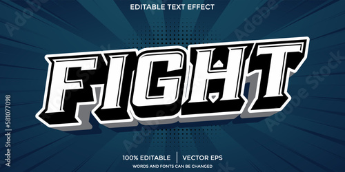 vector editable text effect fight, 3d gamer and sport font style
