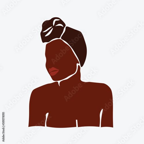Abstract young black woman in elegant line art style vector
