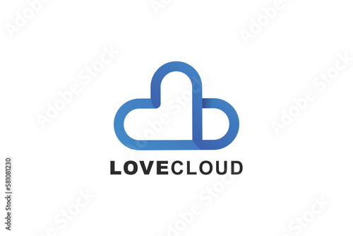 love cloud logo concept in gradient blue color