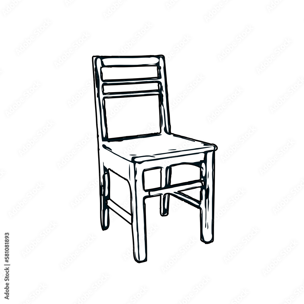 Black and white sketch of a chair with transparent background Black and white sketch of a chair with transparent background
