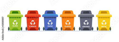 Trash can. Garbage sorting. Vector graphics
