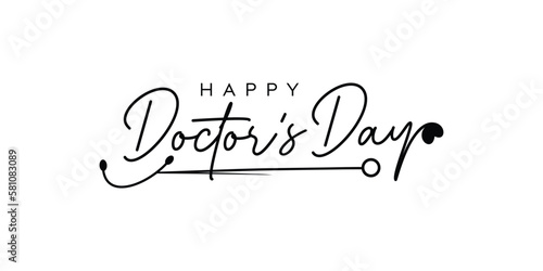 World, international or national happy Doctor's Day flat vector logo design, Stethoscope with smile fate doctors day letter logo 