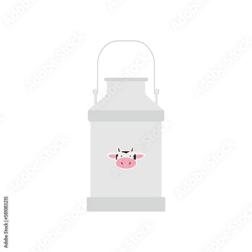 aluminium milk can flat style vector illustration. Dairy container flat design vector illustration isolated on white background