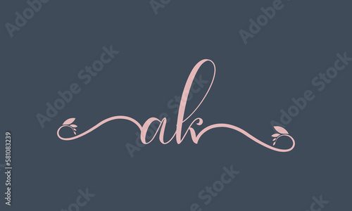 AK initial handwriting logo template vector illustration Background design.