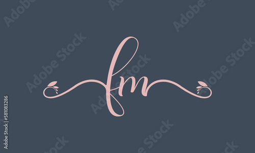 FM initial handwriting logo template vector illustration Background design.