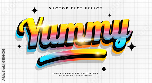 Yummy 3d editable vector text style effect, suitable for sweet food menu.