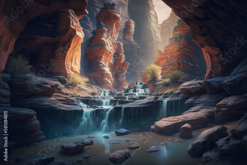 beautiful cinematic images of a canyon and a beautiful river running through it (Generative AI)
