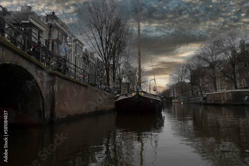 Photography amsterdam old houses view from canals