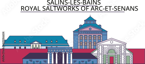 France, Salins Les Bains tourism landmarks, vector city travel illustration photo