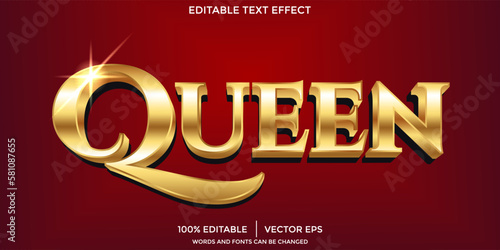 queen golden text effect, editable elegant and rich text style