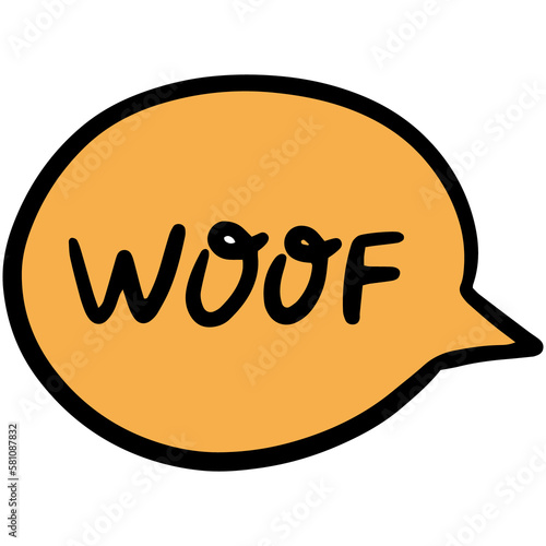 Speech bubble with woof doodle icon