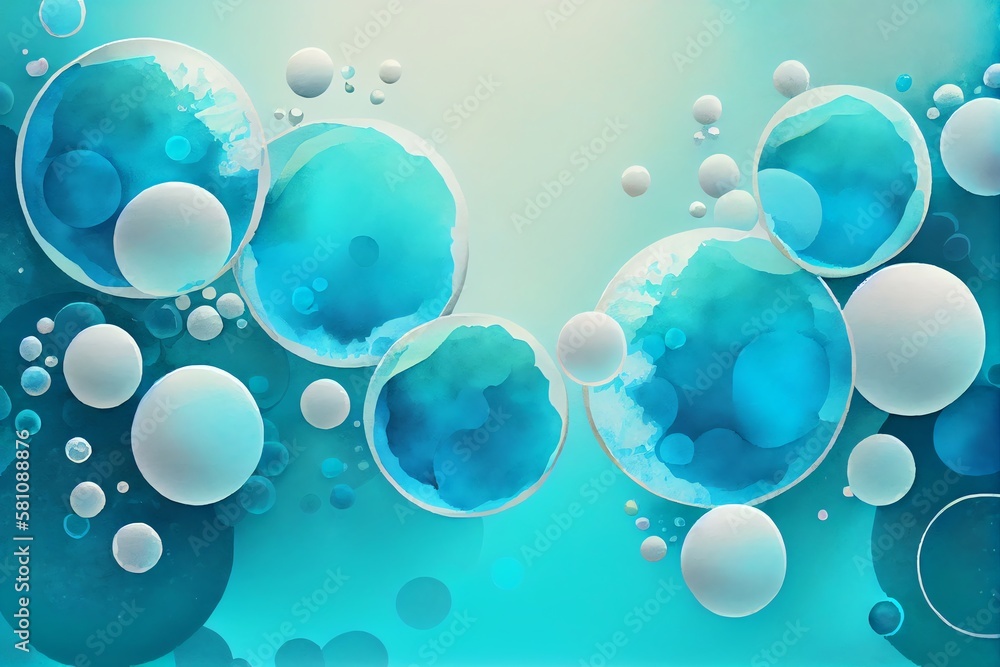 Watercolor Illustration of a Bubbles Blue Background. Surreal Wallpaper With Curvy Organics Circle Shapes. Generative AI Watercolor Illustration of a Bubbles Blue Background. Surreal Wallpaper With Curvy Organics Circle Shapes. Generative AI