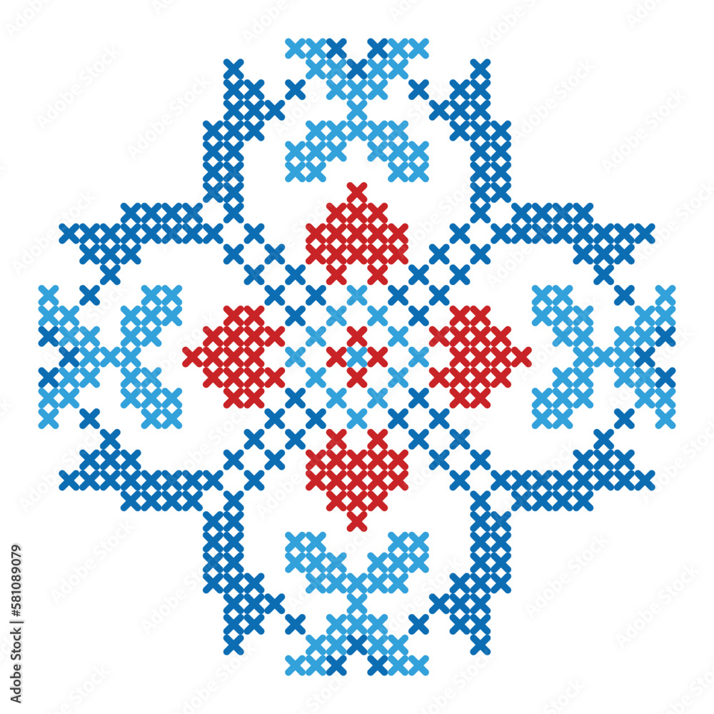 Floral pattern folk art scheme for cross-stitch and knitting Floral pattern folk art scheme for cross-stitch and knitting