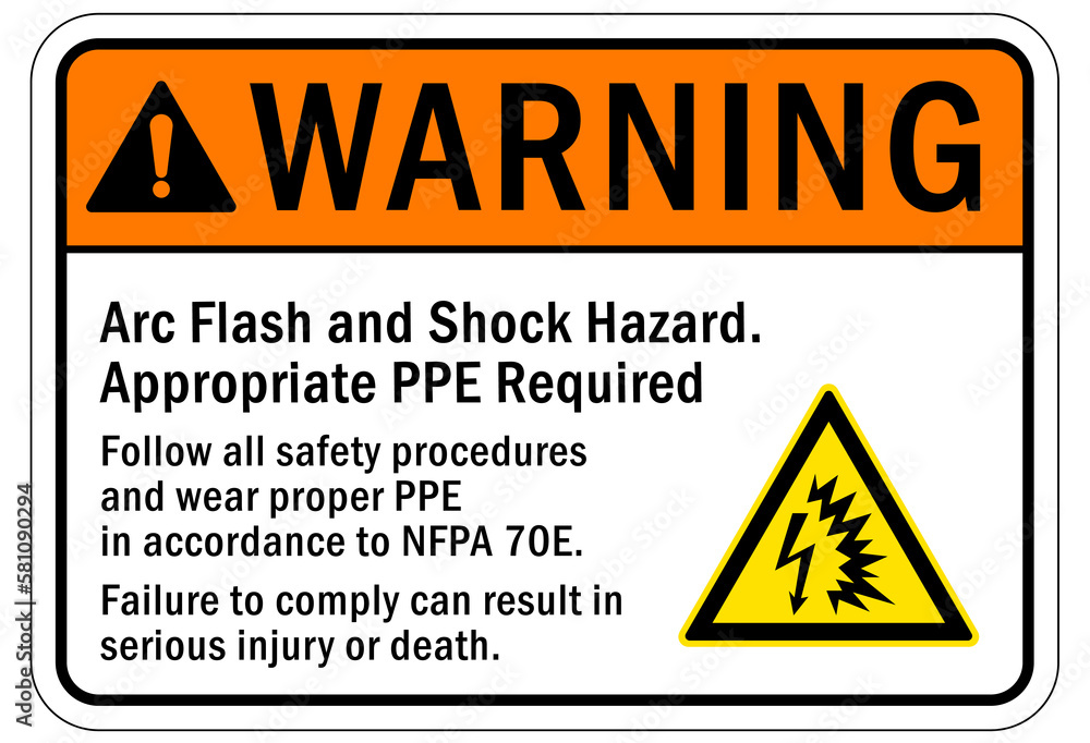 Arc flash hazard sign and labels Arc flash and shock hazard ...