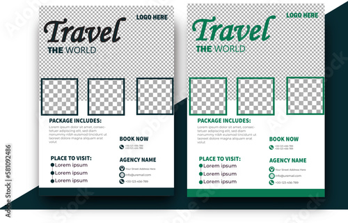 travel and tour flyer design template for your business or service Vacation travel flyer brochure design template. Summer travel agency promotion template.