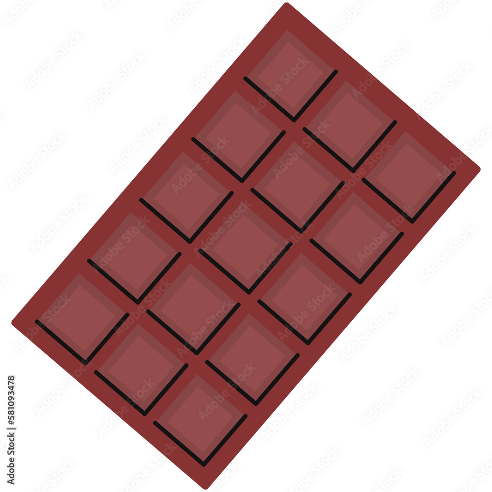 Chocolate bar icon in a flat cartoon style Chocolate bar icon in a flat cartoon style