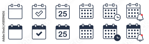 Calendar icons. Editable stroke. Vector graphic illustration. For website design, logo, app, template, ui, etc.