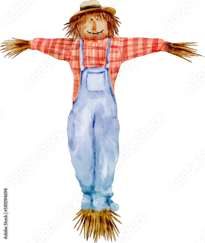 Canvastavla watercolor scarecrow