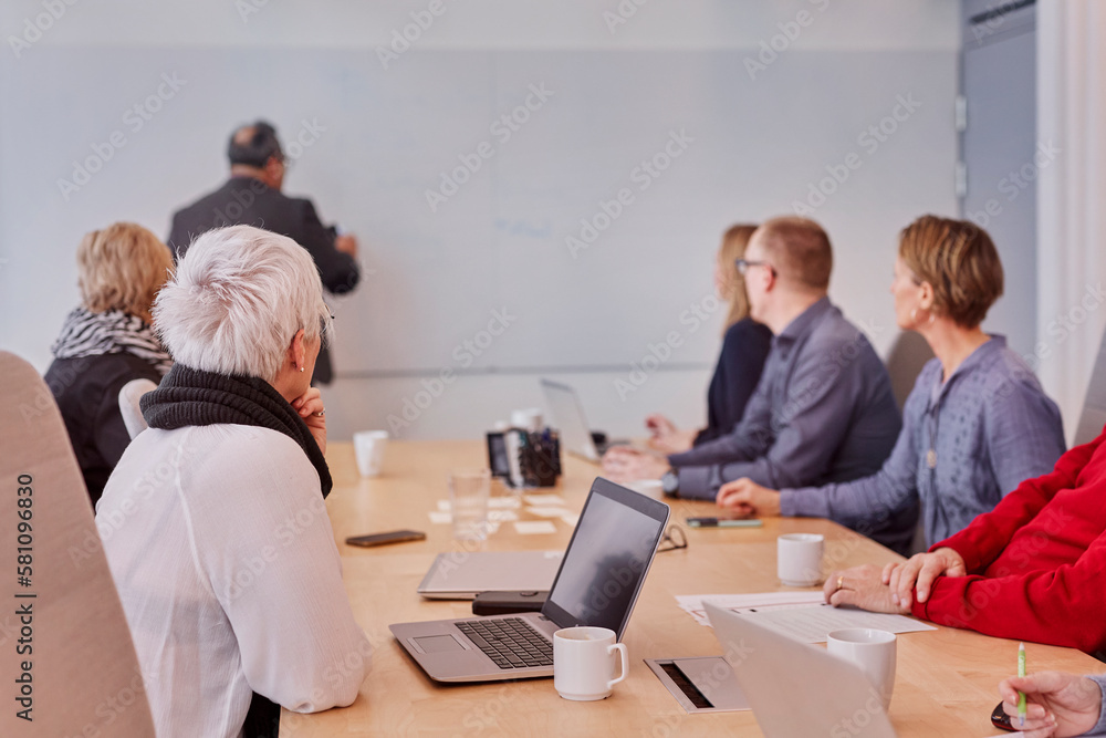 Man having presentation during meeting Man having presentation during meeting