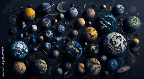 A paper collage of the planets, each one carefully arranged to form a celestial map of the World Day of Astrology.
